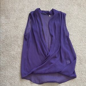 Elie Tahari Sheer Purple Sleeveless Top Womens size medium